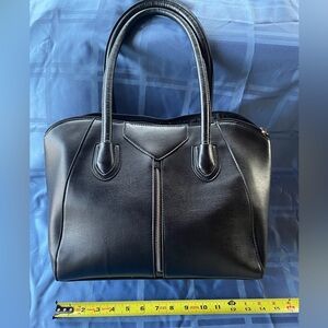 Nine West Black Handbag Purse Faux Leather Large Satchel